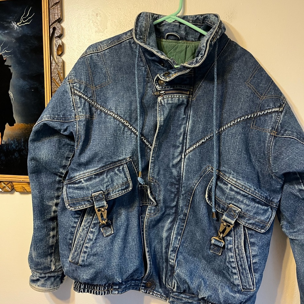 Men's Blue Denim Bomber Jacket